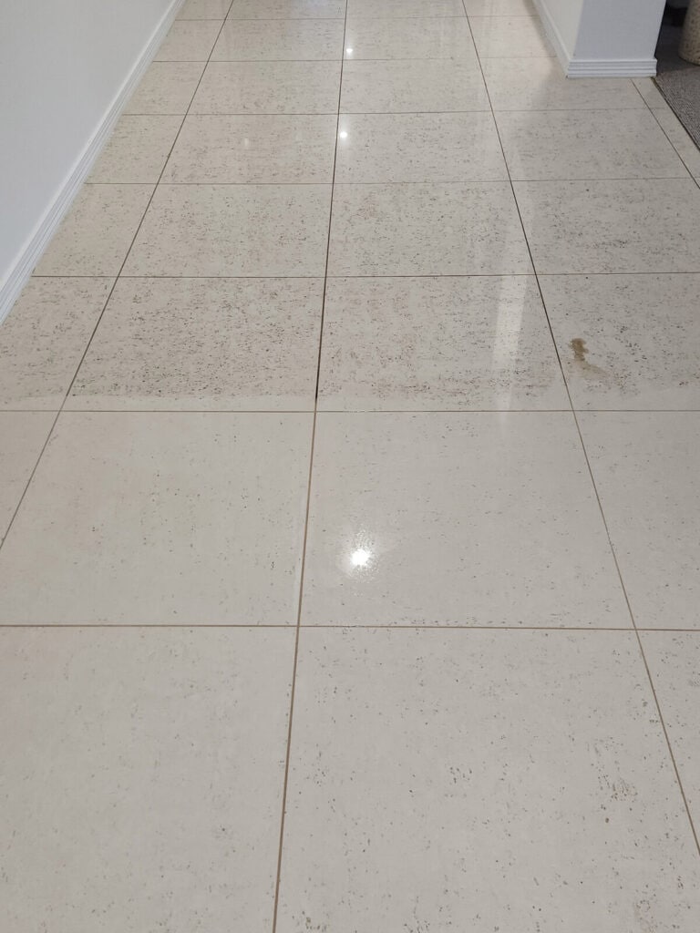 hallway tiles during cleaning